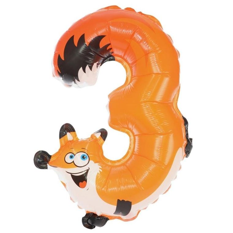 Arpex, balon foliowy, cyferka 3, zwierzątko