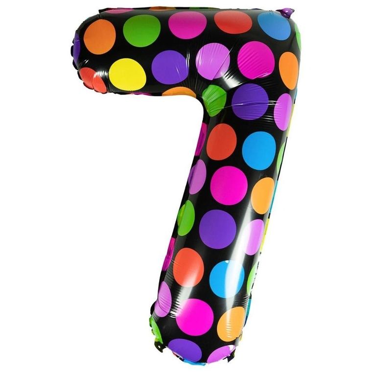 Arpex, balon foliowy, cyferka 7, w kropki