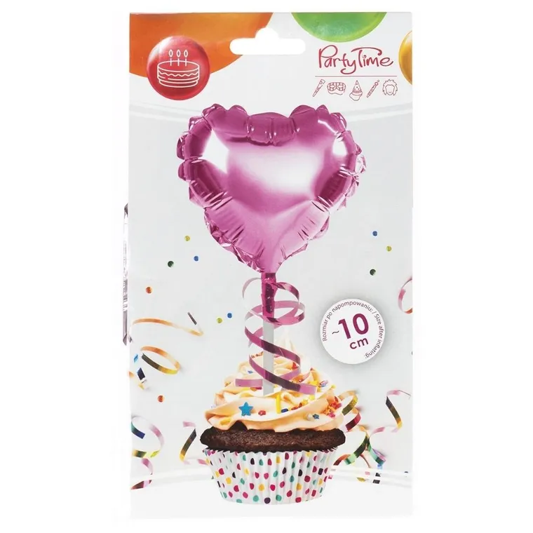Arpex, balon foliowy na patyczku, serce, różowy