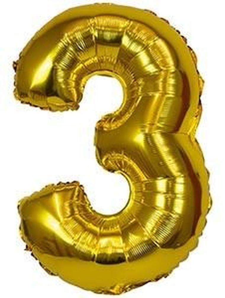 Arpex, balon foliowy XXL, cyfra 3, złoty, 61 cm