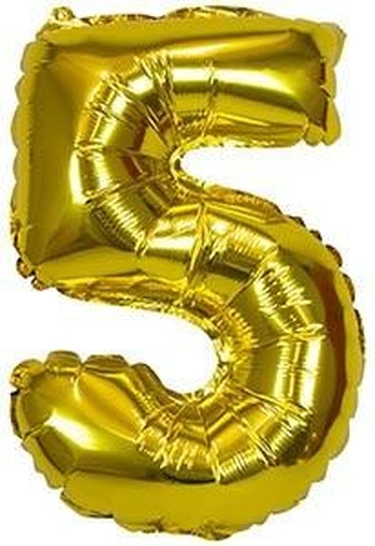 Arpex, balon foliowy XXL, cyfra 5, złoty, 61 cm