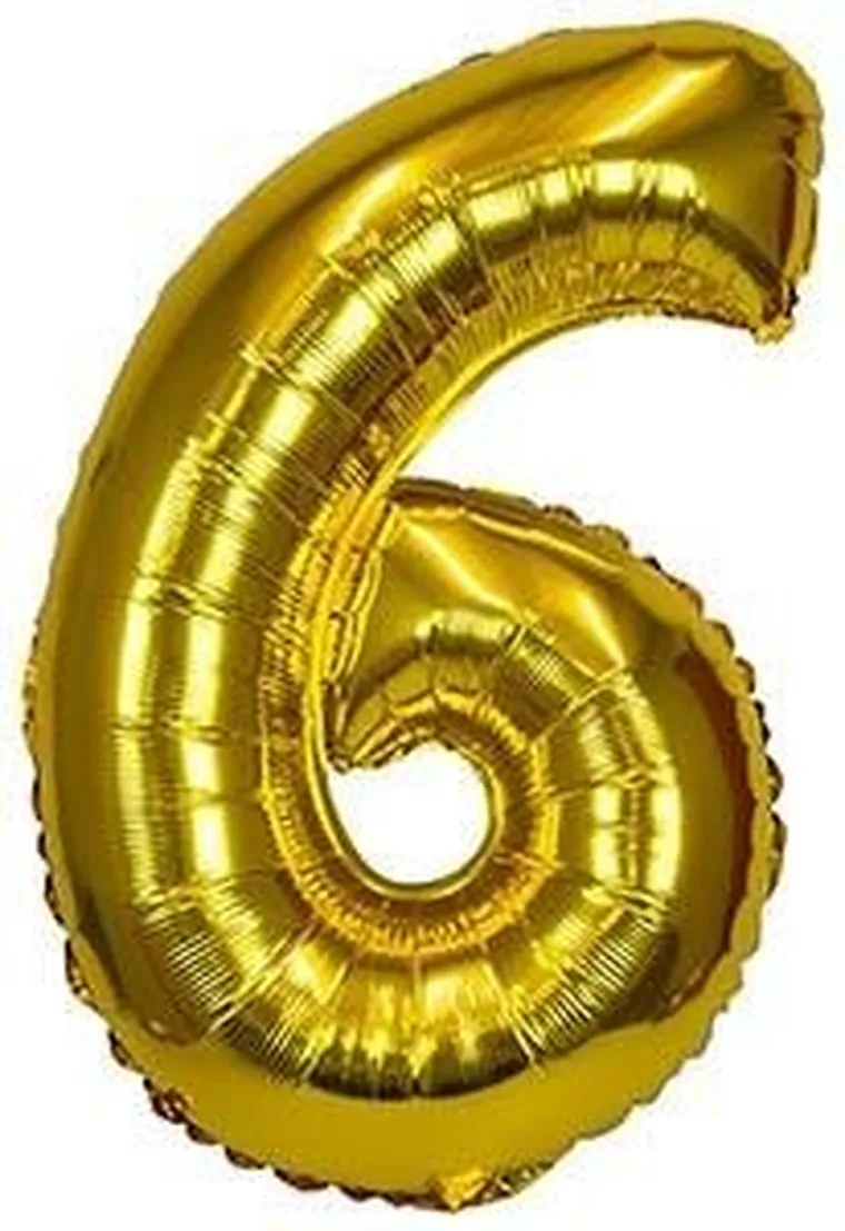 Arpex, balon foliowy XXL, cyfra 6, złoty, 61 cm