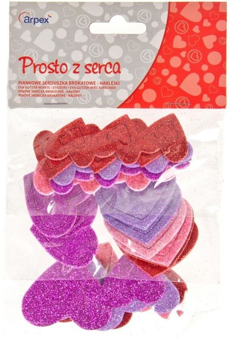Arpex, brokatowe naklejki, serca