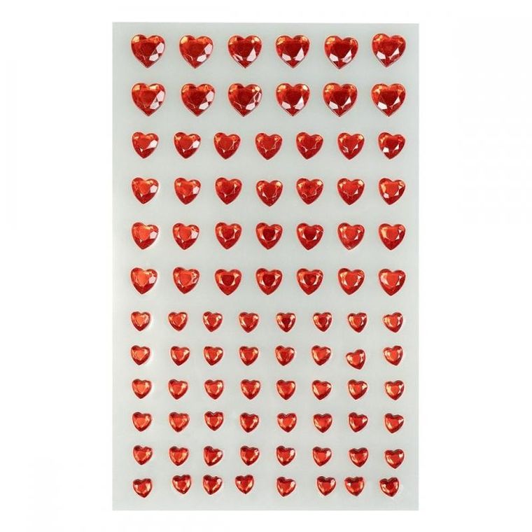 Arpex, kryształki samoprzylepne, serduszka, 84 szt.
