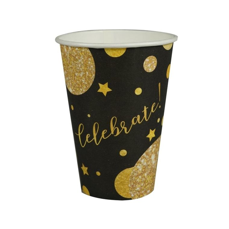 Arpex, kubki papierowe, Glam Party, czarne, 8 szt.