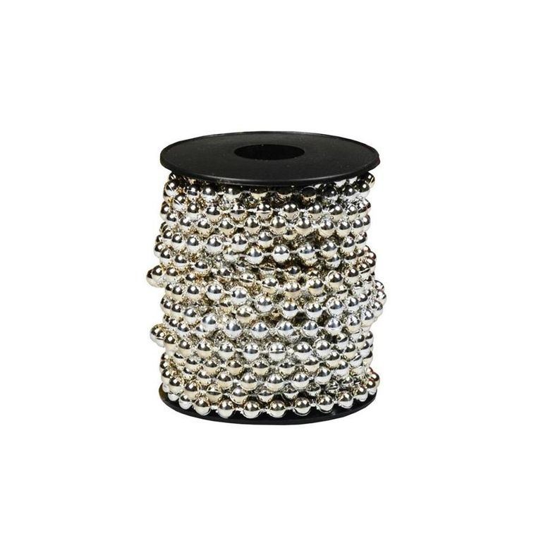 Arpex, łańcuch choinkowy z koralami na szpuli, srebrny, 6m