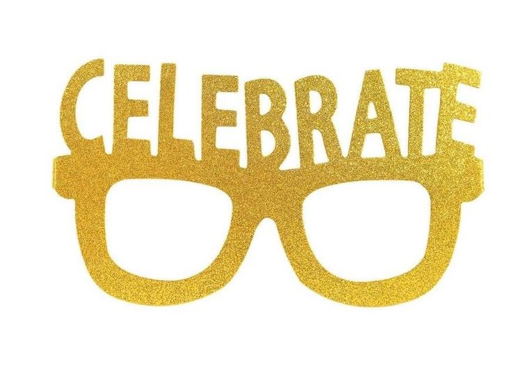 Arpex, papierowe okulary brokatowe, Celebrate, 4 szt.