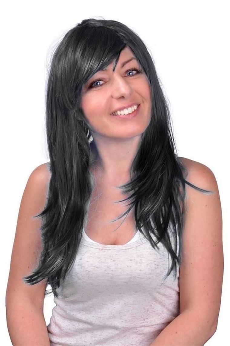 Arpex, peruka długa, czarna