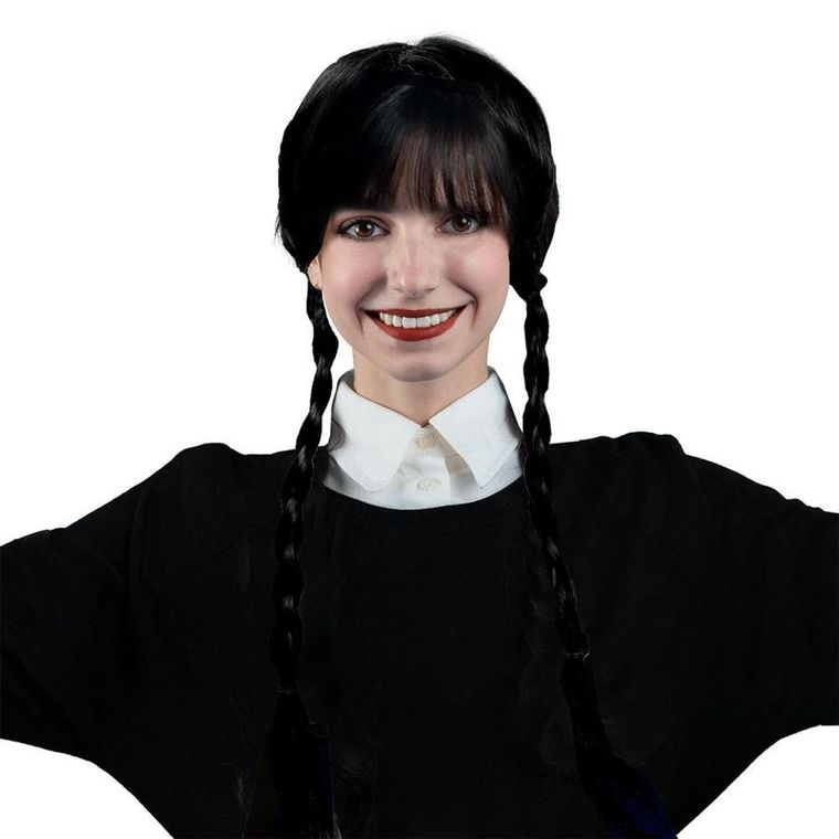 Arpex, peruka z długimi warkoczami, czarna