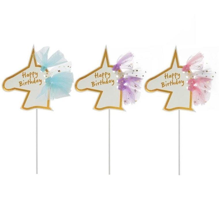 Arpex, pikery na tort, Jednorożce z grzywą, 5 szt.