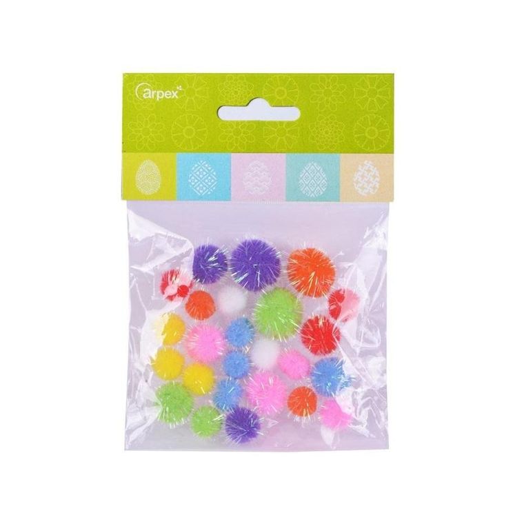 Arpex, pomponiki, kolorowe, 25 szt.