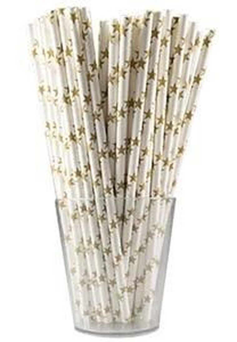 Arpex, słomki papierowe, gwiazdki złote, 12 szt.