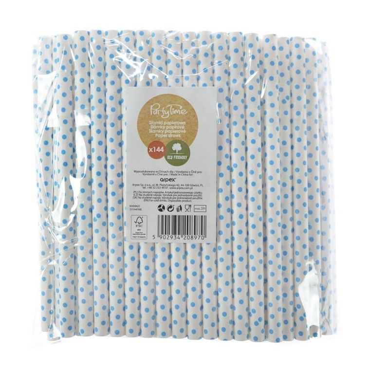 Arpex, słomki papierowe, jumbo, 10 mm, niebieskie, 144 szt.