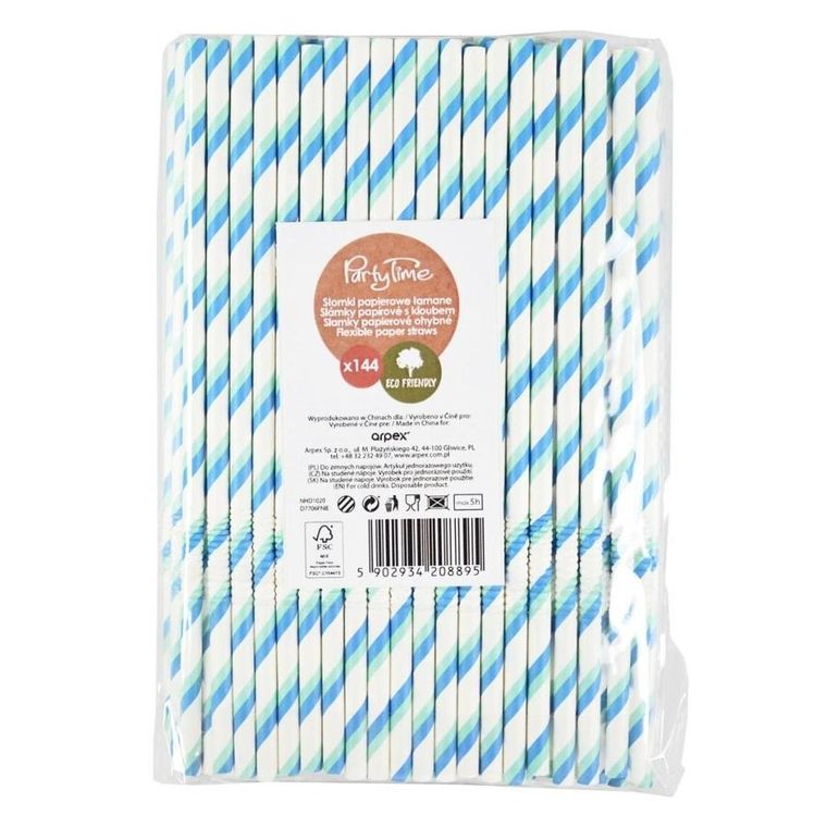 Arpex, słomki papierowe, łamane, niebieskie, 144 szt.