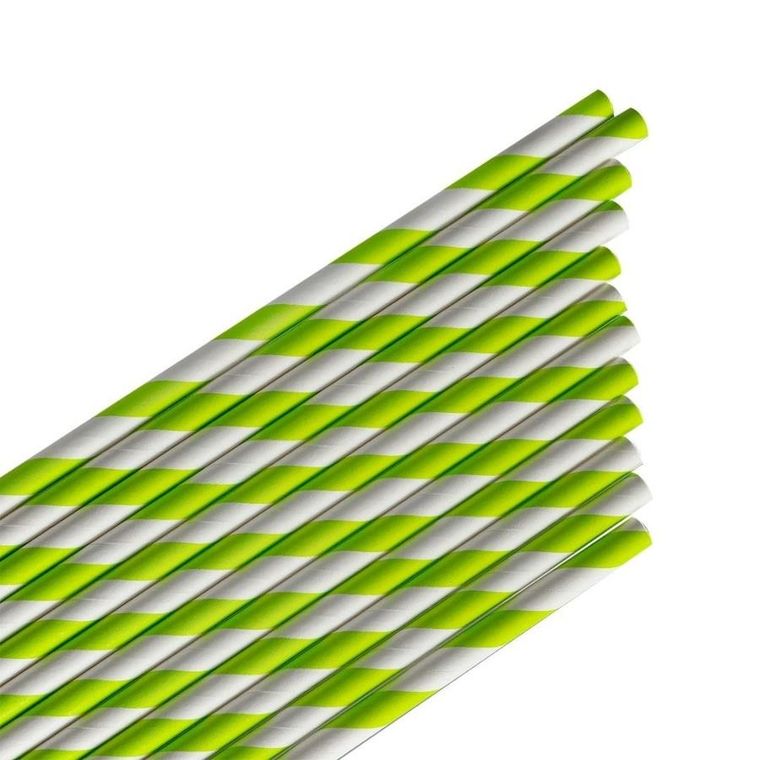 Arpex, słomki papierowe, paski, limonkowe, 144 szt.