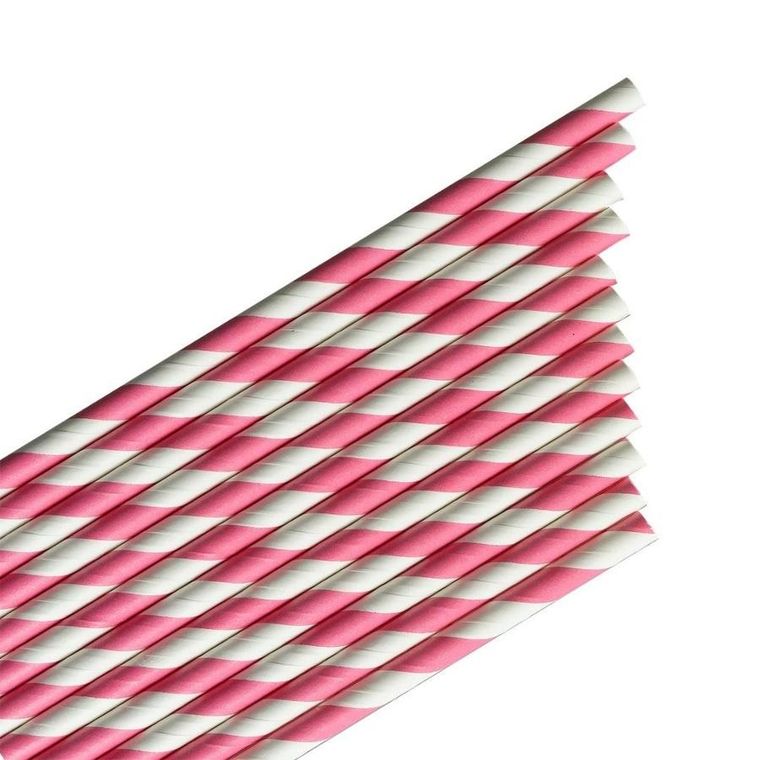 Arpex, słomki papierowe, paski, różowe, 144 szt.