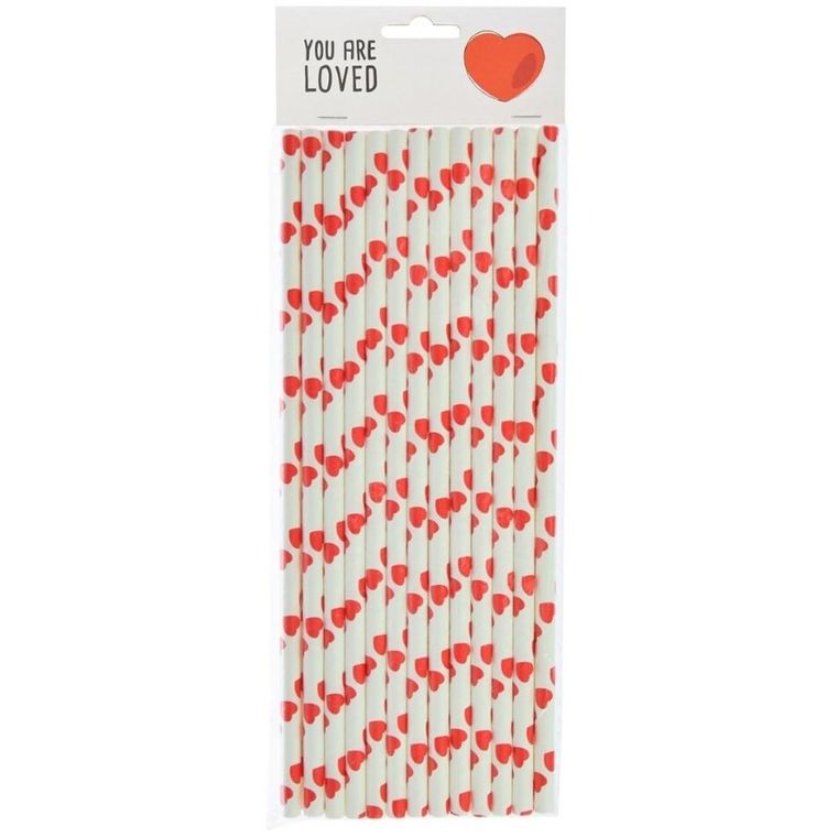 Arpex, słomki, papierowe, serduszka, 12 szt.