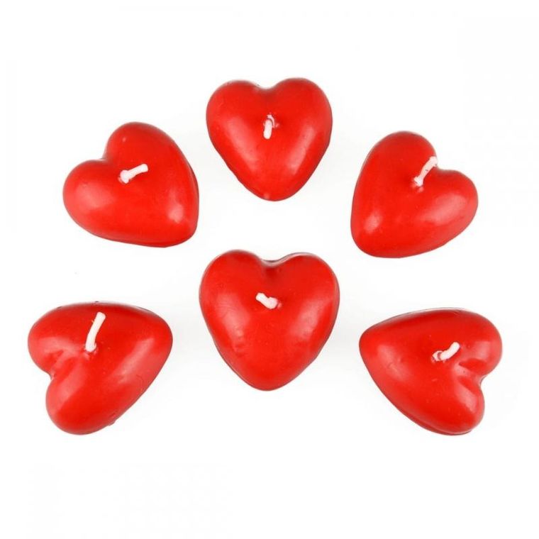 Arpex, świeca pływająca, Serce, 4-4 cm, 6 szt.