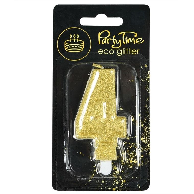 Arpex, świeczka, cyfra 4, eko-brokat