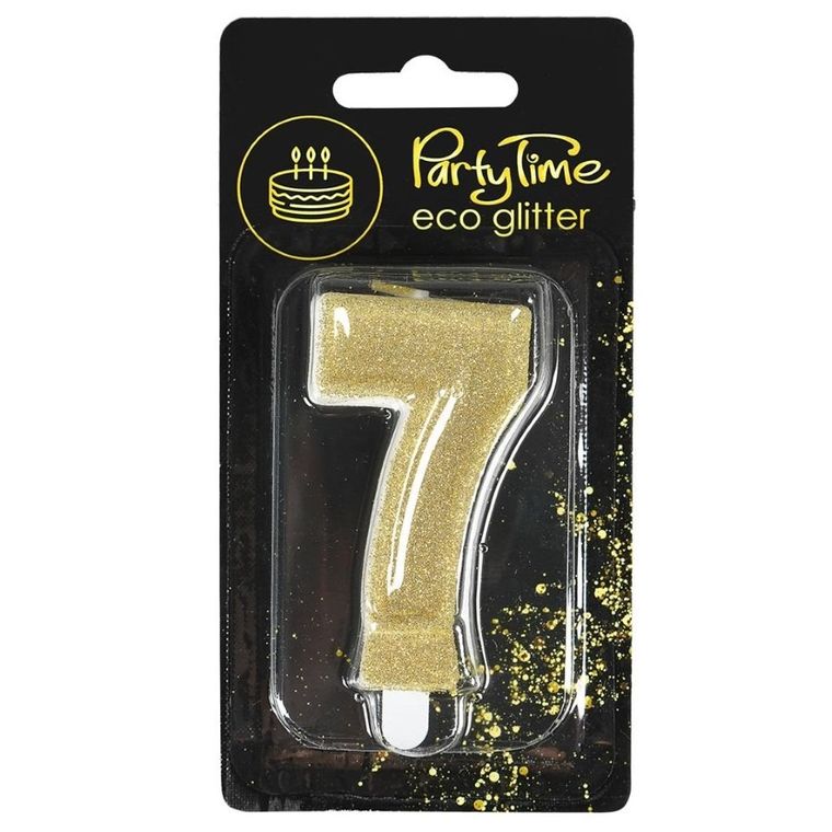 Arpex, świeczka, cyfra 7, eko-brokat