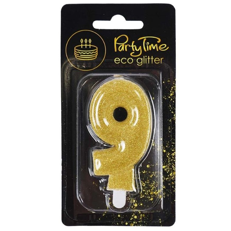 Arpex, świeczka, cyfra 9, eko-brokat