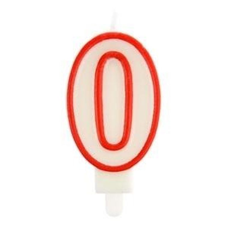 Arpex, świeczka urodzinowa, cyfra 0, czerwona