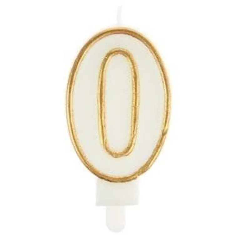 Arpex, świeczka urodzinowa, cyfra 0, złota