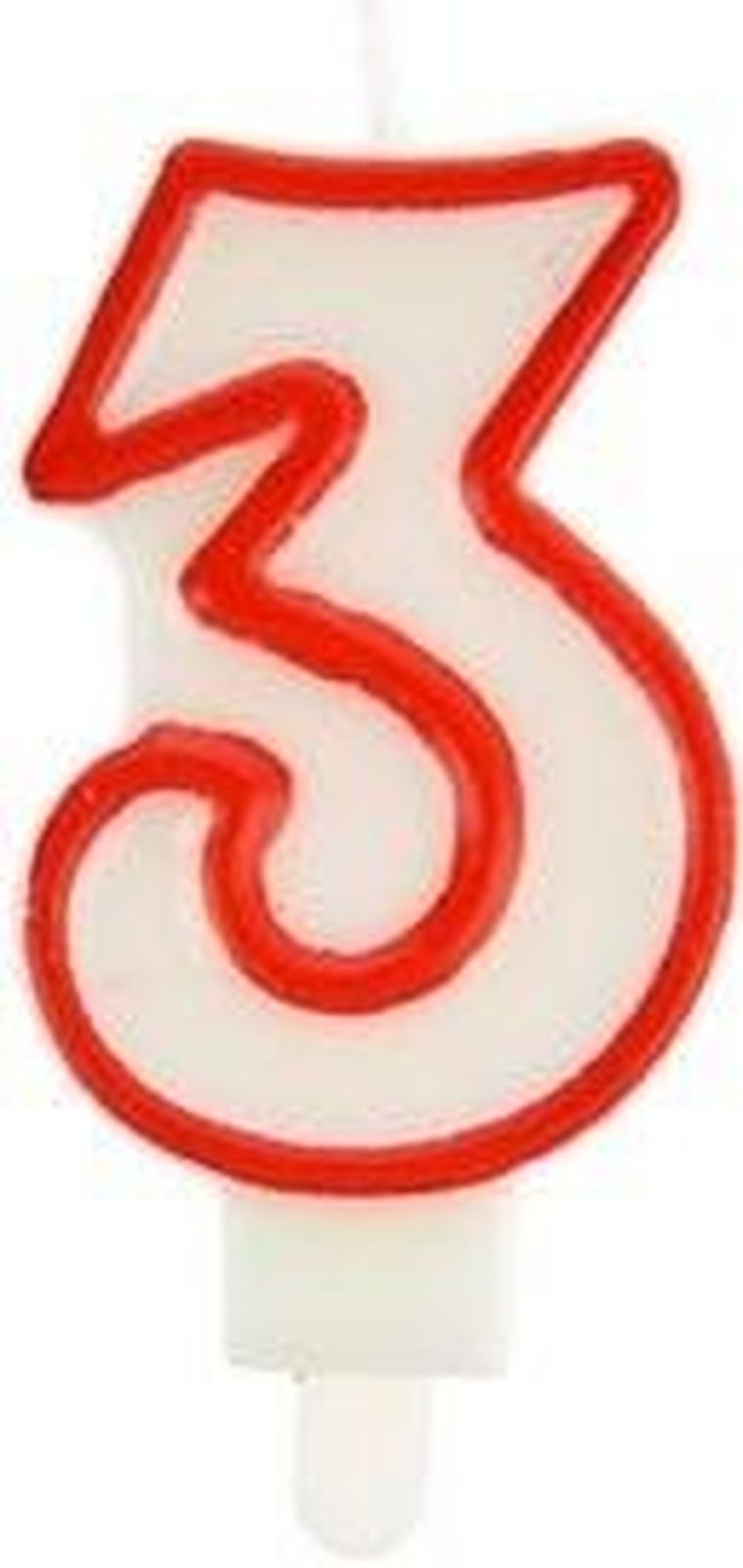 Arpex, świeczka urodzinowa, cyfra 3, czerwona