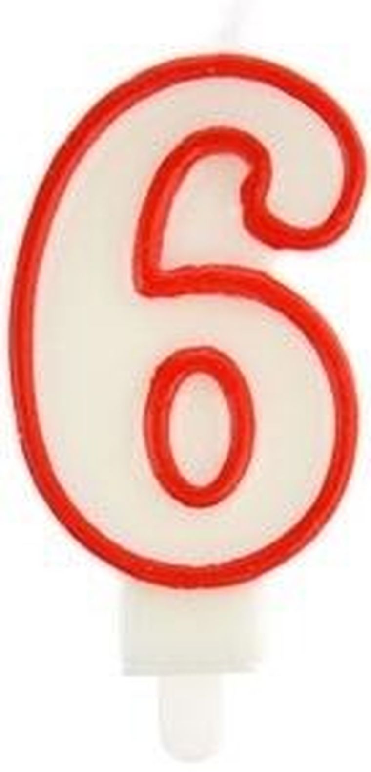 Arpex, świeczka urodzinowa, cyfra 6, czerwona