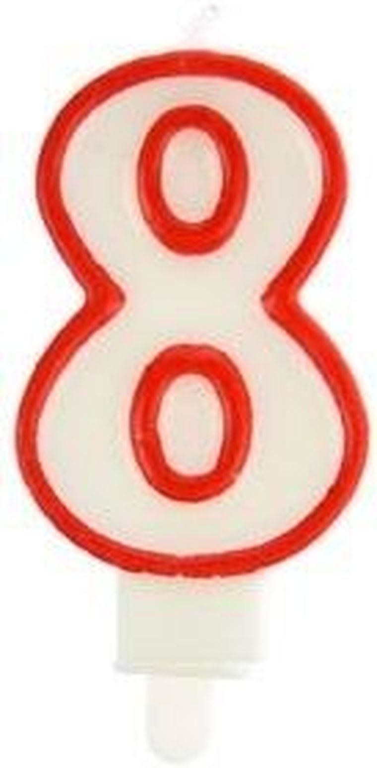 Arpex, świeczka urodzinowa, cyfra 8, czerwona