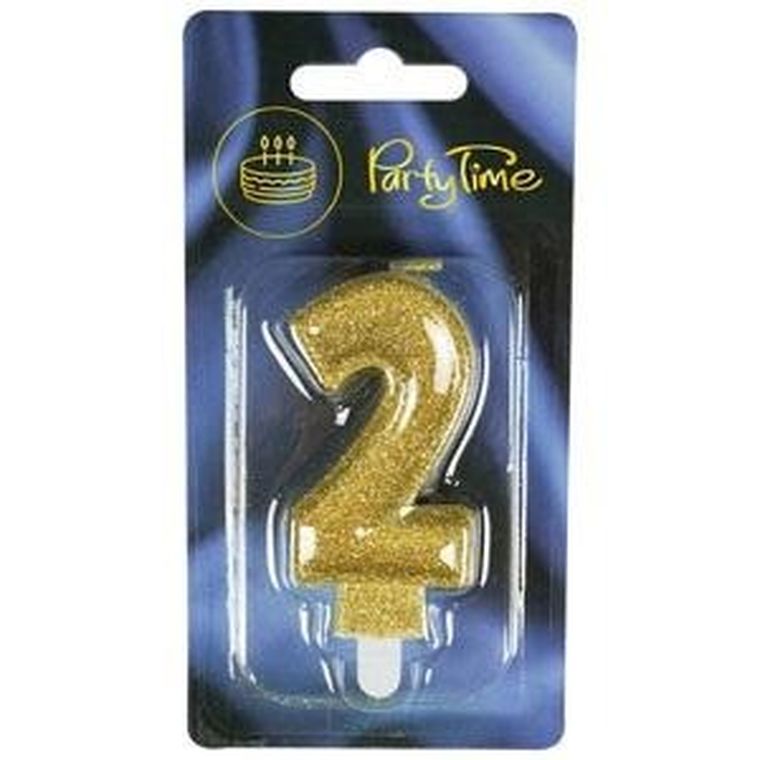 Arpex, świeczka urodzinowa premium, liczba 2, złota