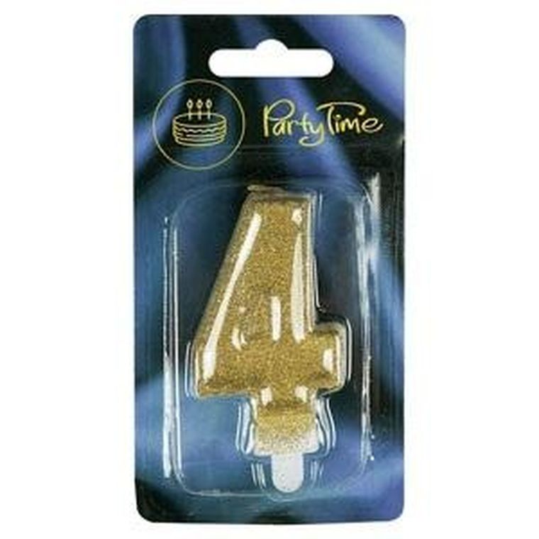 Arpex, świeczka urodzinowa premium, liczba 4, złota