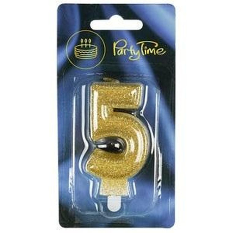 Arpex, świeczka urodzinowa premium, liczba, 5, złota