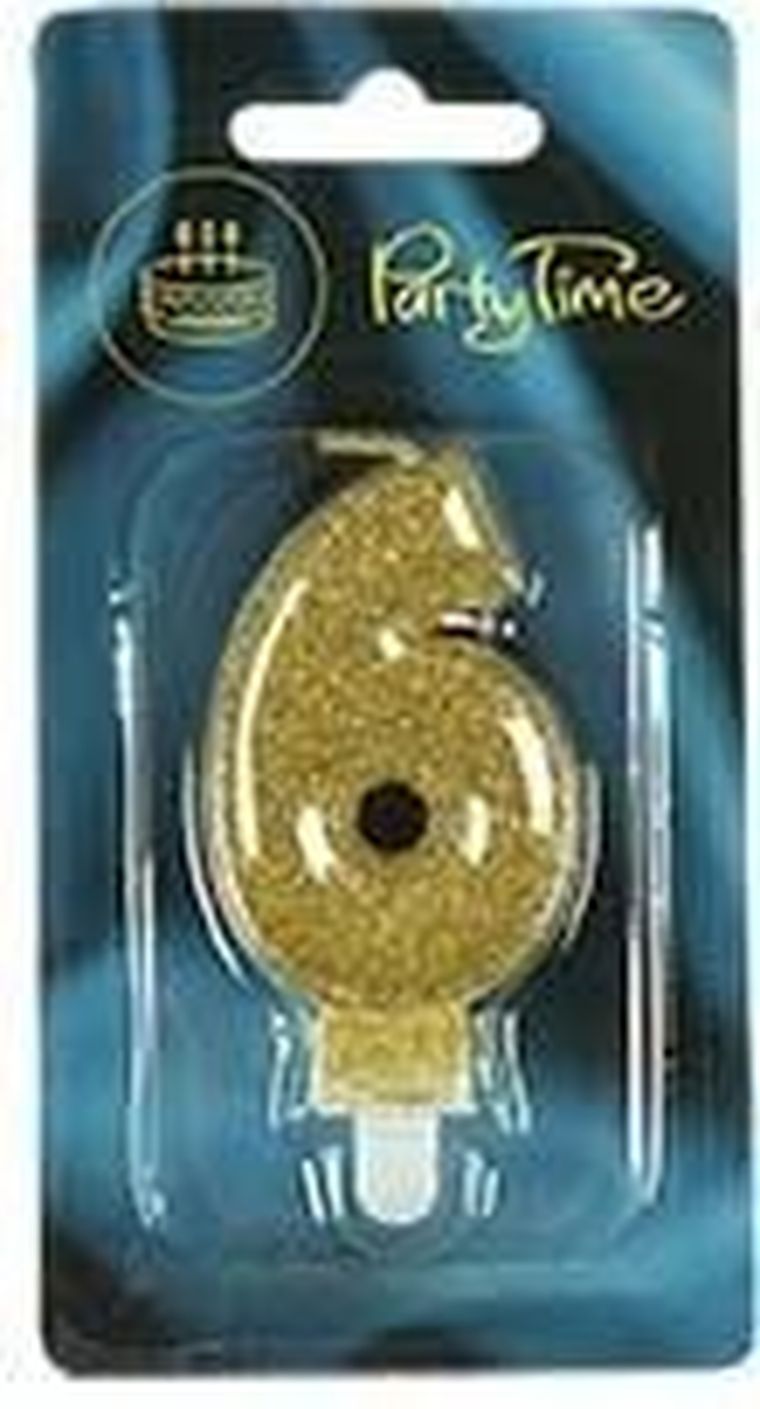 Arpex, świeczka urodzinowa premium, liczba, 6, złota