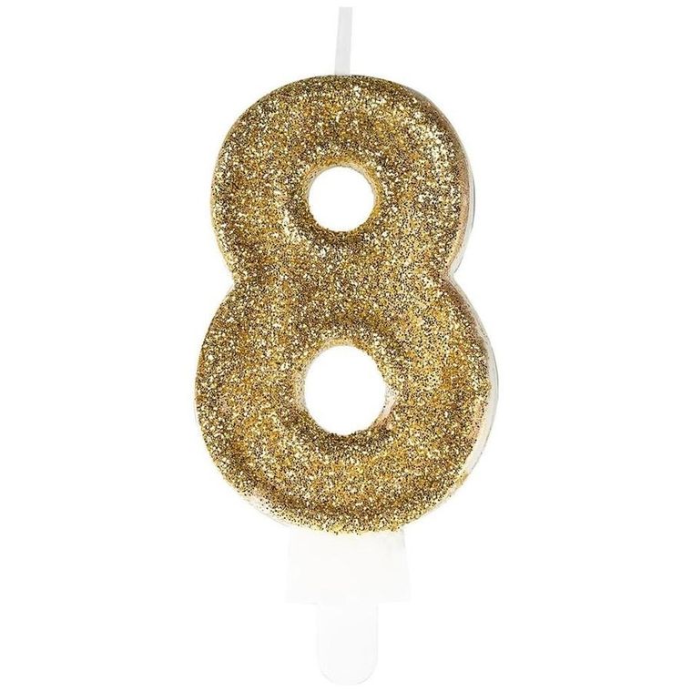 Arpex, świeczka urodzinowa premium, liczba 8, złota