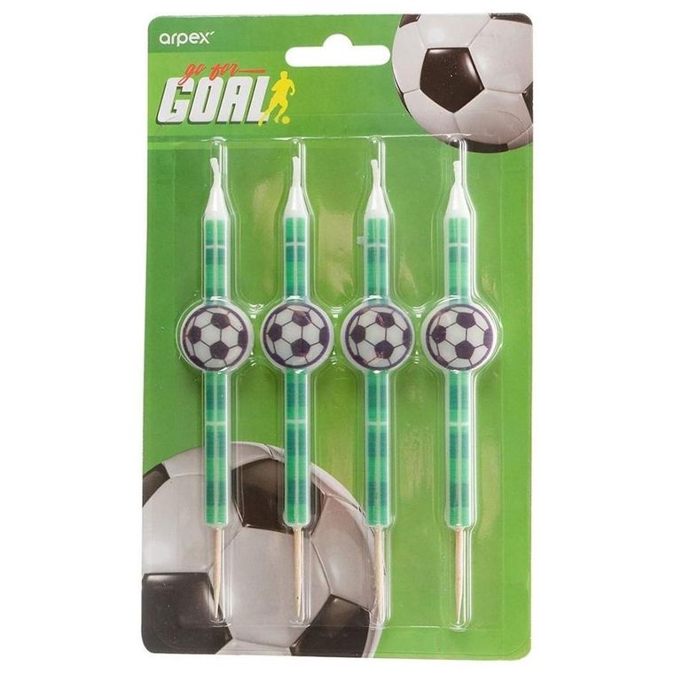 Arpex, świeczki urodzinowe, gol, 10,5 cm, 4 szt.