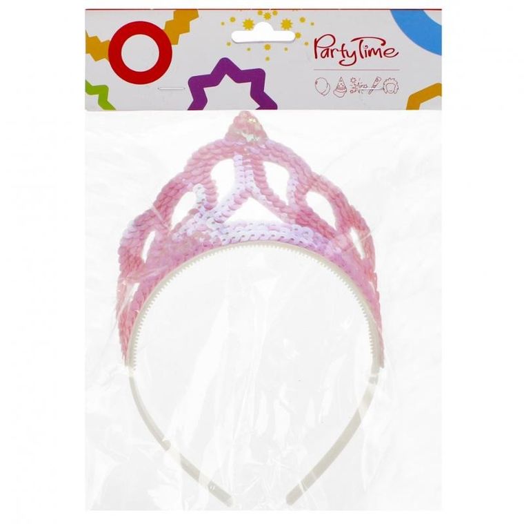 Arpex, tiara cekinowa, różowa