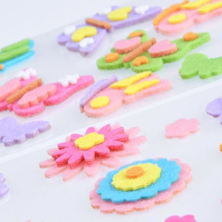 Arpex, zestaw naklejek filcowych, kwiaty i motyle