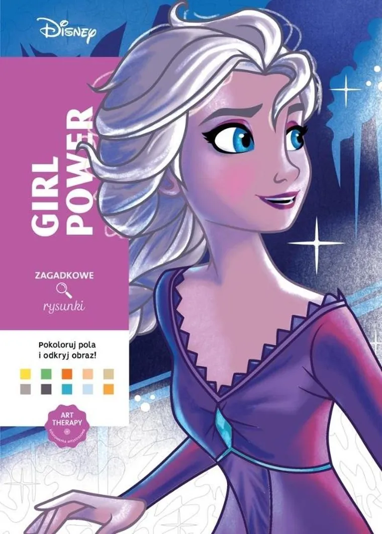 Art Therapy, Disney, Zagadkowe Rysunki, kolorowanka antystresowa, malowanie po numerach, Girl Power