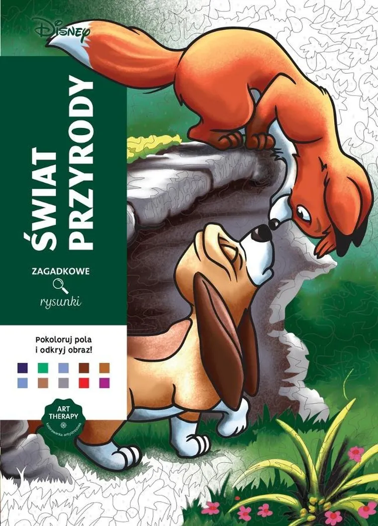 Art Therapy, Disney, Zagadkowe Rysunki, kolorowanka antystresowa, malowanie po numerach, Świat przyrody