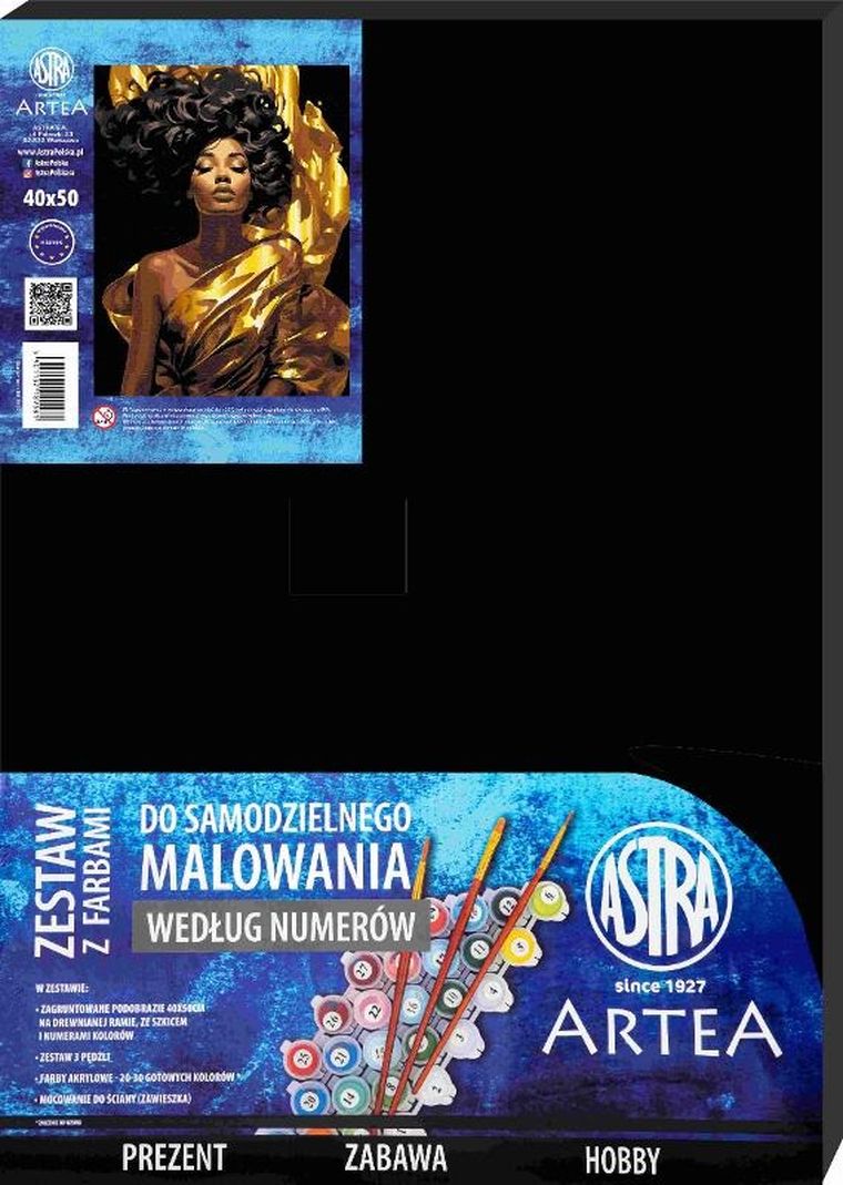 Artea, malowanie po numerach na czarnym płótnie, Królowa w złocie