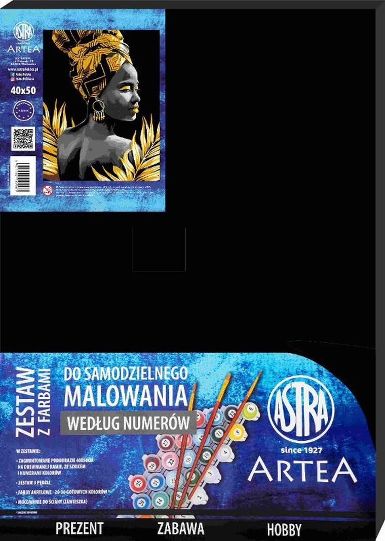 Artea, malowanie po numerach na czarnym płótnie, Złota muza