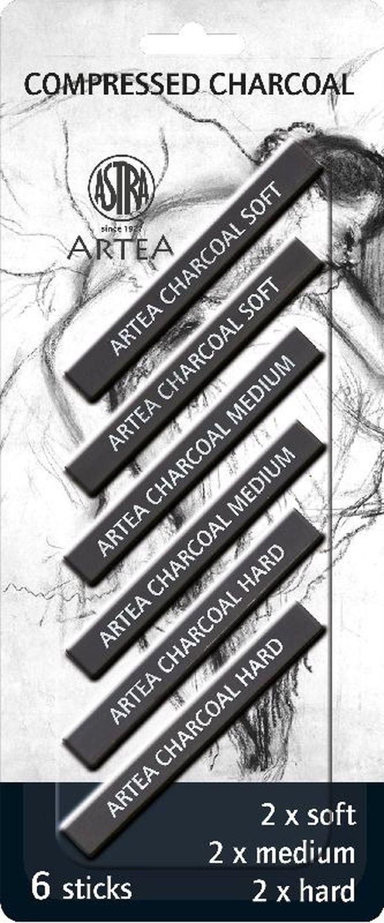 Artea, zestaw węgli prasowanych, 6 szt.