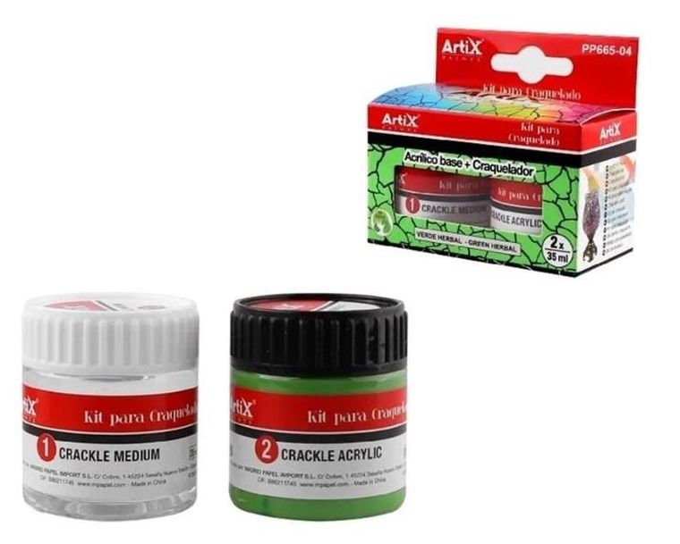 Artix, farba akrylowa + środek do spękań, ciemna zieleń, 2-35 ml