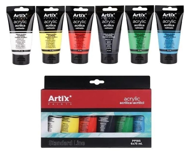 Artix, farba akrylowa, 6 kolorów, 75 ml