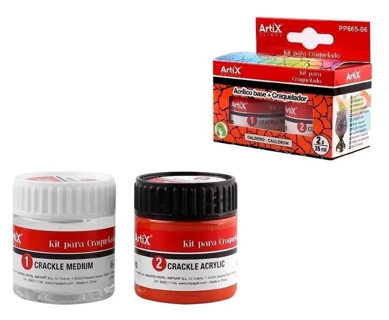 Artix, farba akrylowa, brązowa, 35 ml + środek tworzący efekt spękań