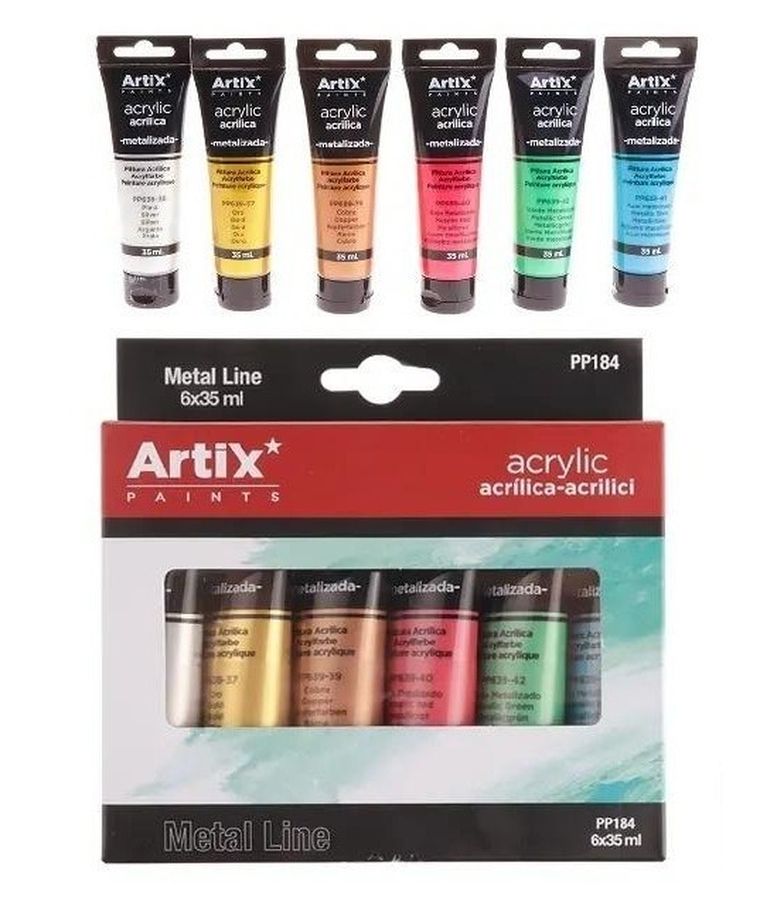 Artix, farba akrylowa, metalizowana, 6 kolorów, 35 ml