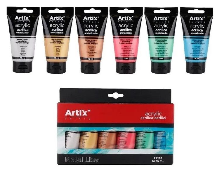 Artix, farba akrylowa, metalizowana, 6 kolorów, 75 ml