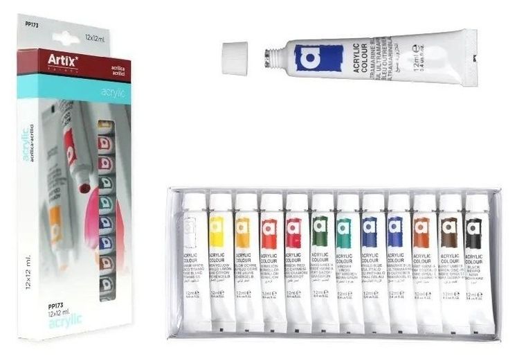 Artix, farba tempera, 12 kolorów, 12 ml
