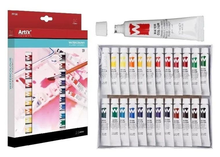 Artix, farby akwarelowe, 24 kolory, 12 ml